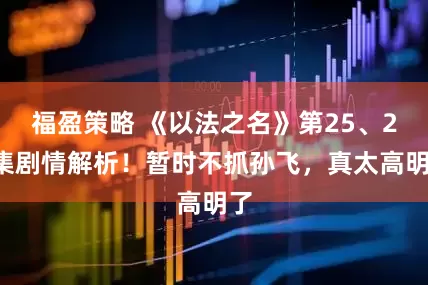 福盈策略 《以法之名》第25、26集剧情解析！暂时不抓孙飞，真太高明了